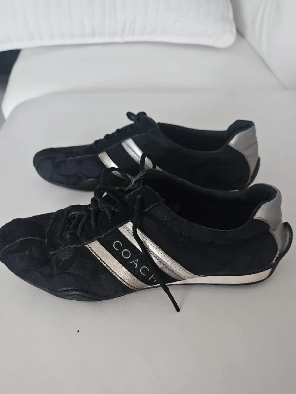 Coach Womens Jayme Black Sneakers with Silver Trim